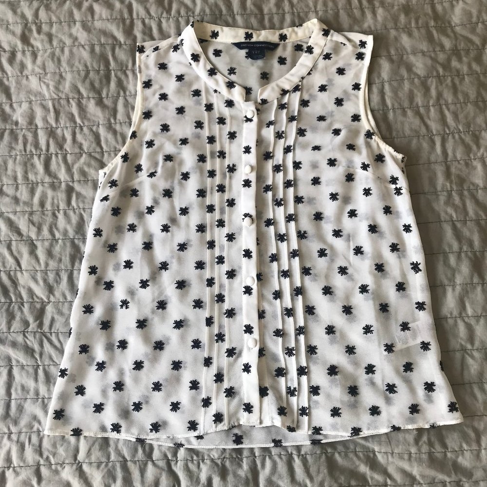 French Connection embroidered sheer blouse